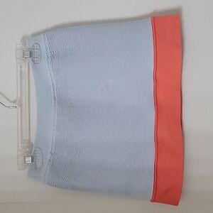 BCBGeneration Size M/L Stretchy Pearl Blue & Bright Salmon Mini Skirt, NEW w/Tag